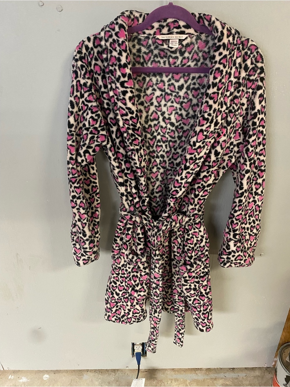Victoria's Secret Pink and Black Leopard Plush Robe